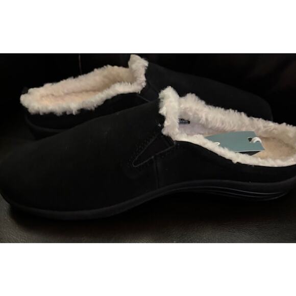 NIB Men\'s Dundee Suede Slipper, Size 8D, Black Sherpa Plush Revitalign main image 4